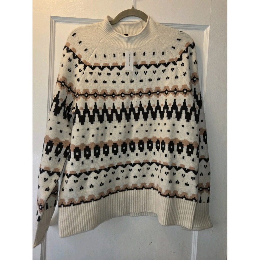 NWT Women's Banana Republic Fair Isle wool blend mock turtleneck sweater. L